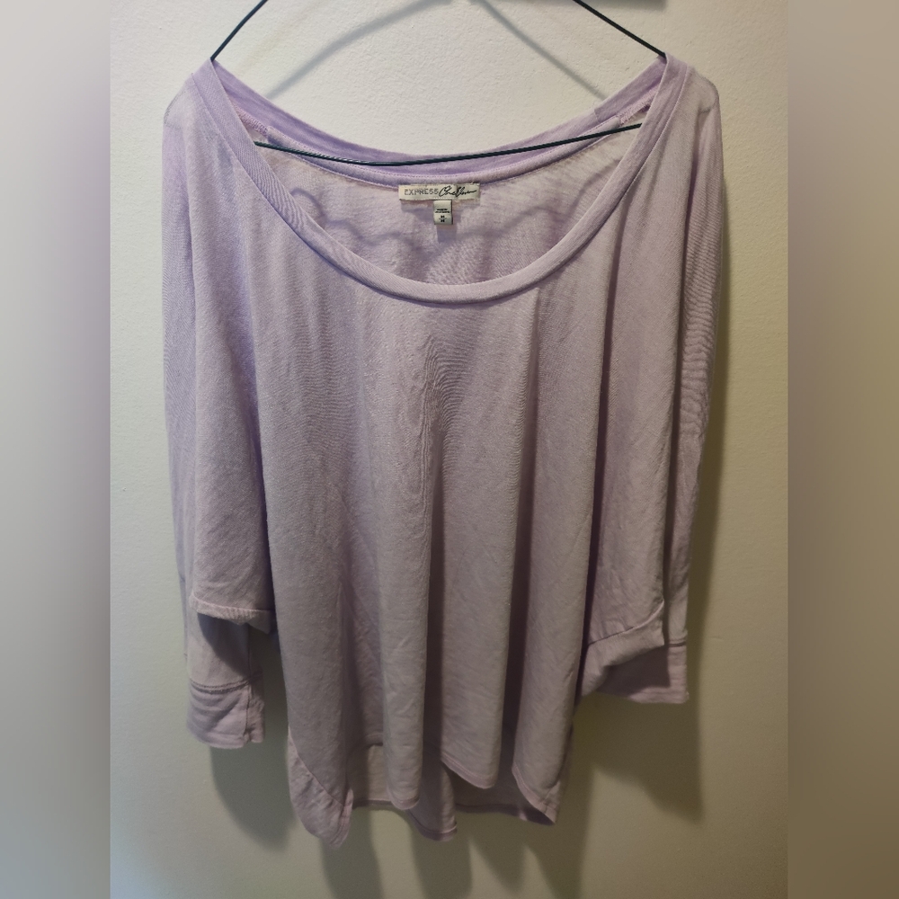 Express Purple 3/4 Sleeve Relaxed Top